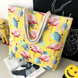 Flamingo Shoulder Bags Girls Canvas Leisure Bag