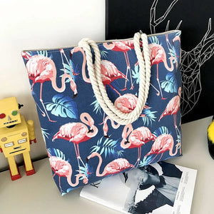 Flamingo Shoulder Bags Girls Canvas Leisure Bag