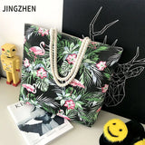 Flamingo Shoulder Bags Girls Canvas Leisure Bag