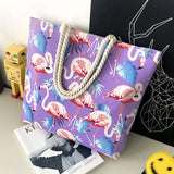 Flamingo Shoulder Bags Girls Canvas Leisure Bag