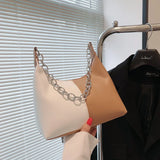 French Style Two-color Underarm Bag PU Casual Women's Bag