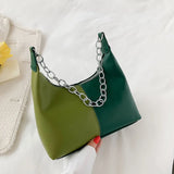 French Style Two-color Underarm Bag PU Casual Women's Bag