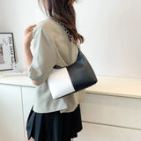 French Style Two-color Underarm Bag PU Casual Women's Bag
