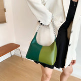 French Style Two-color Underarm Bag PU Casual Women's Bag
