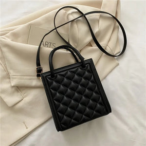 Plaid Top Handle Bag Women Shoulder Crossbody Tote PU Leather