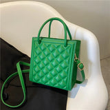 Plaid Top Handle Bag Women Shoulder Crossbody Tote PU Leather
