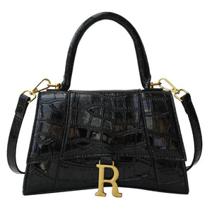 Stone Pattern Small Square Handbag Leather Shoulder Messenger Bag