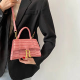 Stone Pattern Small Square Handbag Leather Shoulder Messenger Bag