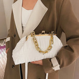 Chain Shoulder Bags PU Crossbody Handbag for Women Pleated Shopping