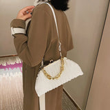 Chain Shoulder Bags PU Crossbody Handbag for Women Pleated Shopping