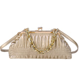 Chain Shoulder Bags PU Crossbody Handbag for Women Pleated Shopping