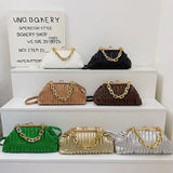 Chain Shoulder Bags PU Crossbody Handbag for Women Pleated Shopping