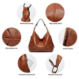 Large Capacity Tote Bag Ladies Soft PU Women Shoulder Bags