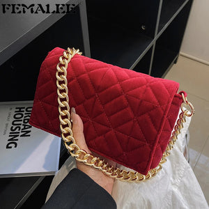 Velvet Shoulder Handbag Famous Women All-match Underarm Crossbody Bag