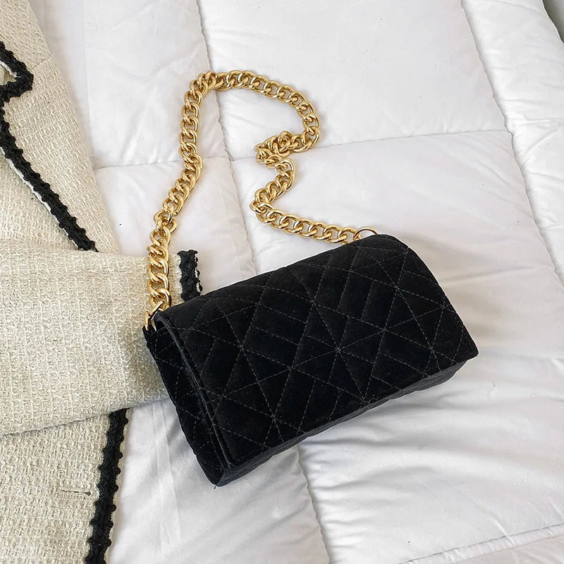 Velvet Shoulder Handbag Famous Women All-match Underarm Crossbody Bag