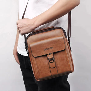 Vintage Leather Messenger Bag for Men Crossbody Business Tote Single Shoulder