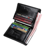 Men's Cow Leather Short Wallet Cash Purses Clutch