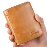 Men's Cow Leather Short Wallet Cash Purses Clutch