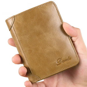 Men's Cow Leather Short Wallet Cash Purses Clutch