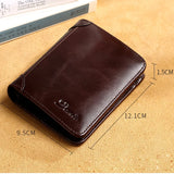 Men's Cow Leather Short Wallet Cash Purses Clutch