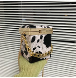 Mini Box Tote Bag PU Leather Women's Handbag