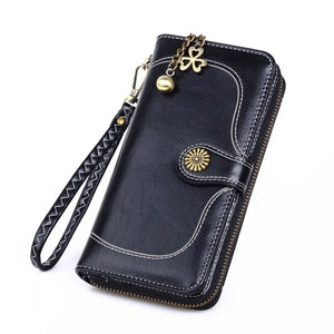 Oil wax Women Wallet Long Clutch Coin Phone Purse