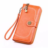 Oil wax Women Wallet Long Clutch Coin Phone Purse