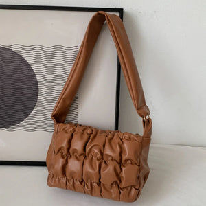 PU Leather Handbag Bubble Solid Underarm Bag Western Shoulder Bags