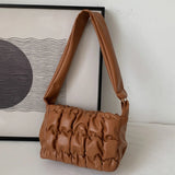 PU Leather Handbag Bubble Solid Underarm Bag Western Shoulder Bags