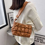 PU Leather Handbag Bubble Solid Underarm Bag Western Shoulder Bags