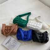 PU Leather Handbag Bubble Solid Underarm Bag Western Shoulder Bags