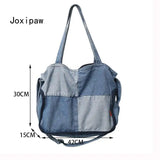 Patchwork Denim Crossbody Bag for Women Vintage Casual Handbag