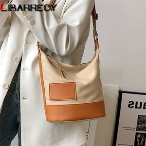 Patchwork High Canvas Ladies Shoulder Bag Small Women's Messenger Bags