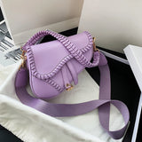 Saddle Women Bag One Shoulder Handle Casual Hasp Zipper PU Material