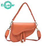 Casual Saddle Bag Shoulder Handle Lock Ornament Packag