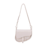 Casual Saddle Shoulder Bag with Hasp Zipper, PU Material