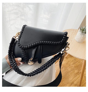 Casual Saddle Bag Shoulder Handle Lock Ornament Packag