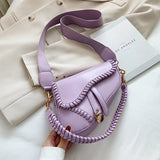Casual Saddle Women Bag with Hasp Zipper and Lock Ornament