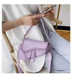 Casual Saddle Women Bag with Hasp Zipper and Lock Ornament