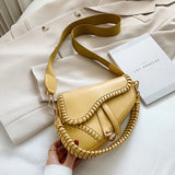 Saddle Women Bag One Shoulder Handle Casual Hasp Zipper PU Material