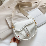 Saddle Women Bag One Shoulder Handle Casual Hasp Zipper PU Material