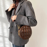 Shoulder Round Bag Women Handbag Purse Mini Solid Round Messenger Bag