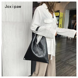 Vintage PU Leather Shoulder Bag for Women Large Capacity Tote