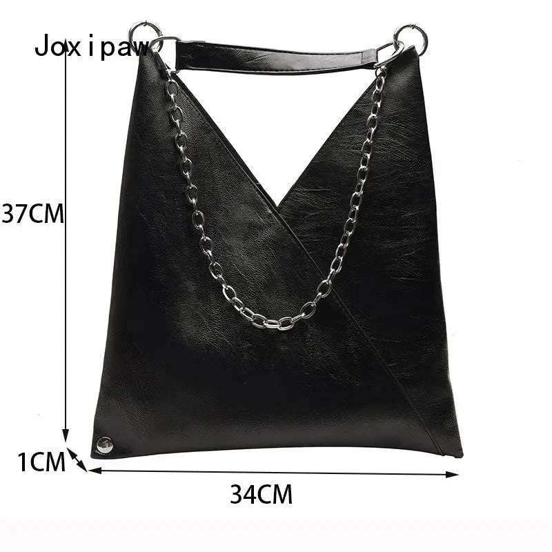 Vintage PU Leather Shoulder Bag for Women Large Capacity Tote
