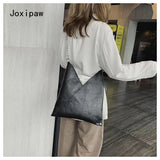 Vintage PU Leather Shoulder Bag for Women Large Capacity Tote