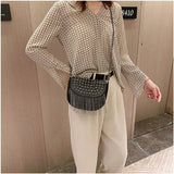 Tassel Shoulder Bag Retro Rivet Women Crossbody Bag