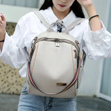 High Youth Leather Backpack for Teenage Girls with Tassel