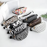 Waist Bag with Cow Leopard Shoe Print Fanny Pack PU Leather Purse