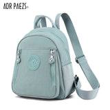 Waterproof Nylon Woman Backpack Soft Solid Multi-Pocket Travel Bag