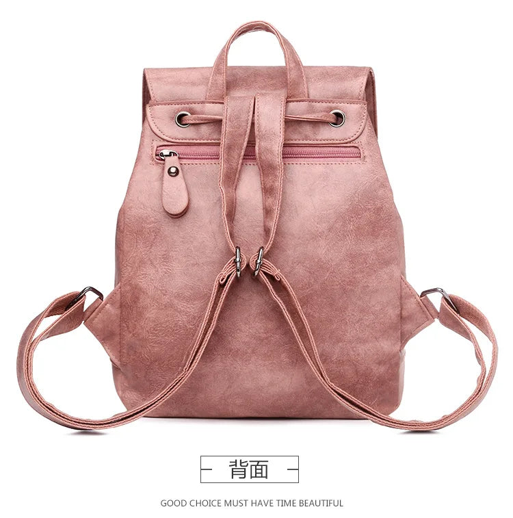 Women Backpack Pu leather Teenage Bags for Female Candy School Bag Outdoor